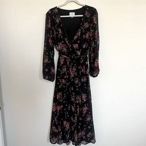 Floral maxi dress with sheer long sleeves